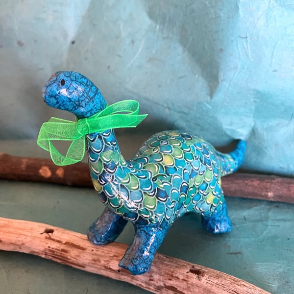 Decopatched paper mache baby brontosaurus