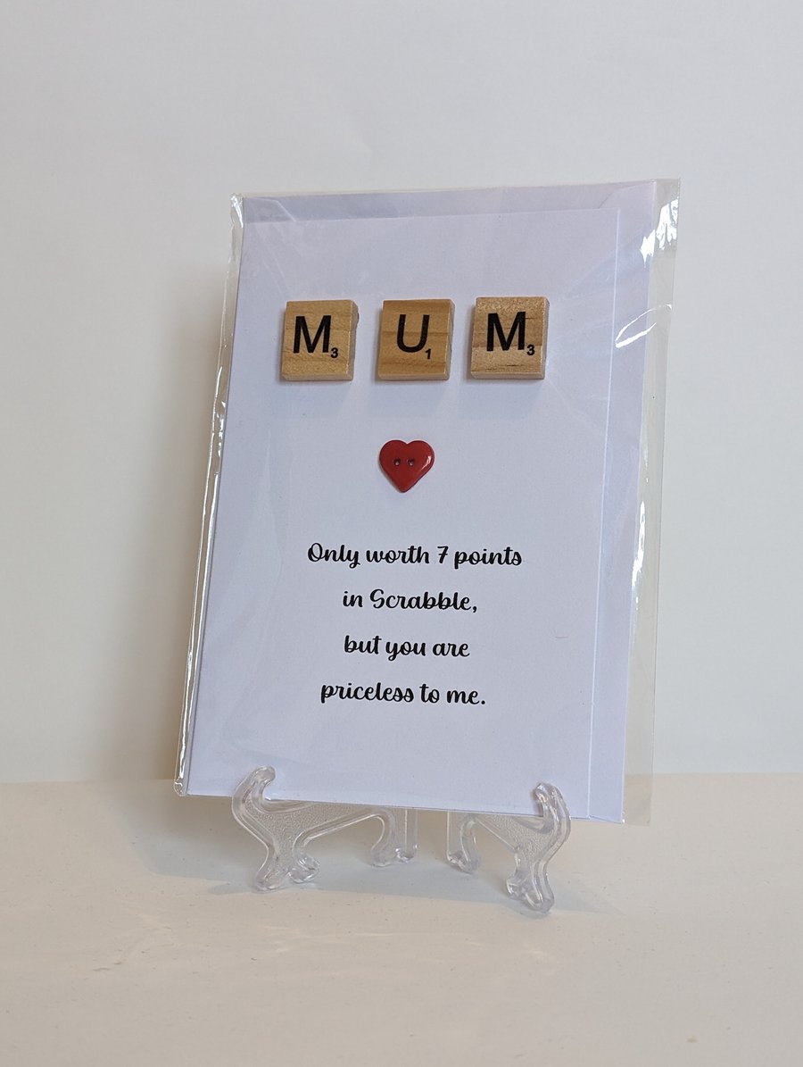 Mum only worth 7 points in Scrabble greetings card