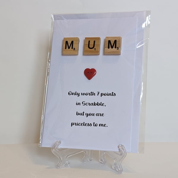 Mum only worth 7 points in Scrabble greetings card