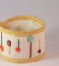 Hand embroidered textile jewellery - fabric cuff with button fastening - Image 4