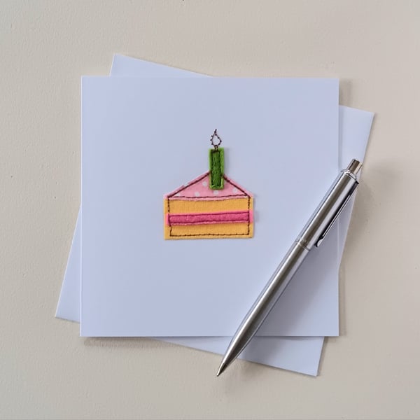Birthday Cake Slice Embroidered Card