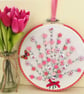 Embroidered Hoop 20cm: Pink Button Bouquet