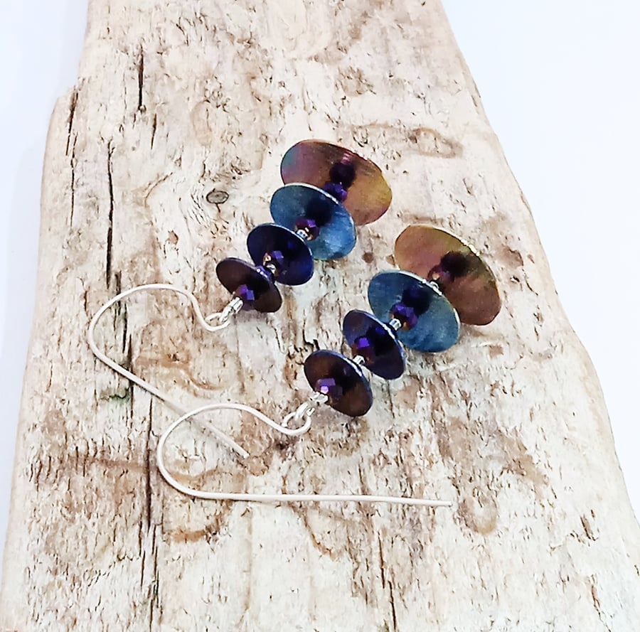  Handmade Coloured Titanium Stack Earrings - UK Free Post