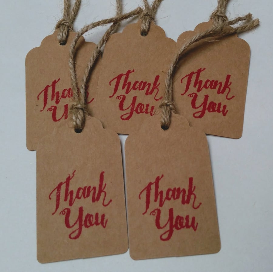 Thank You Tags, Hand Printed, Gift Tags, Wrapping, Gifts