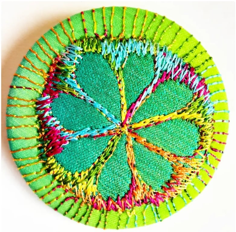 Badge 45mm Multicoloured Flower Textile Badge 