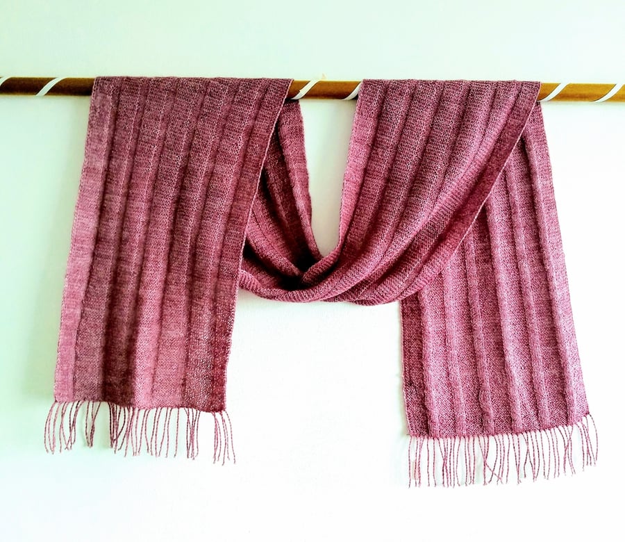 Alpaca and silk scarf in Damask rose