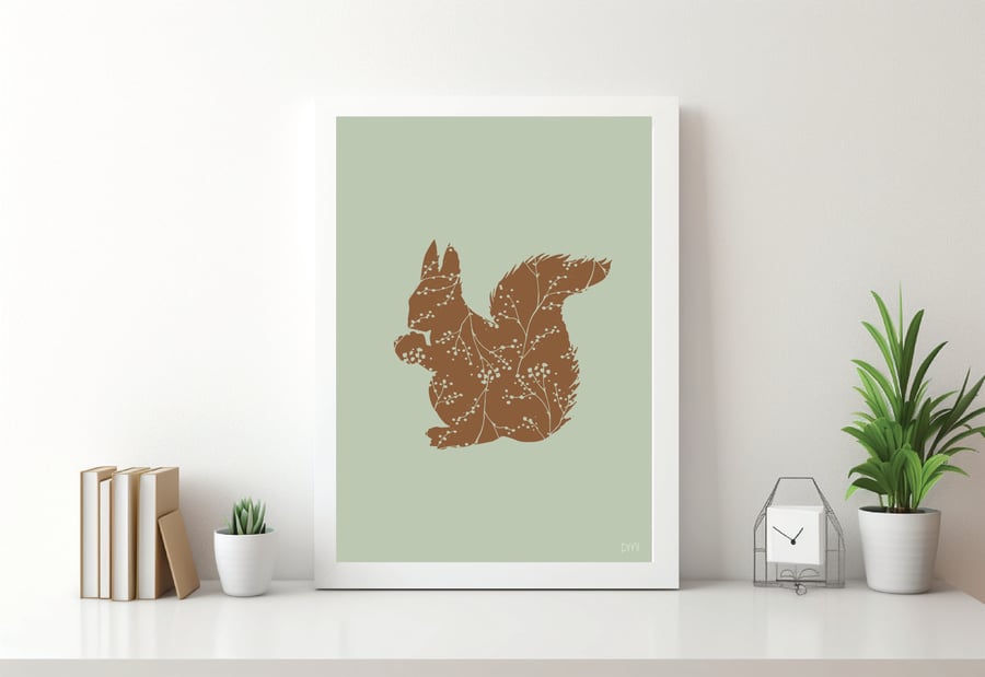 Woodland Squirrel A4 Art Print 