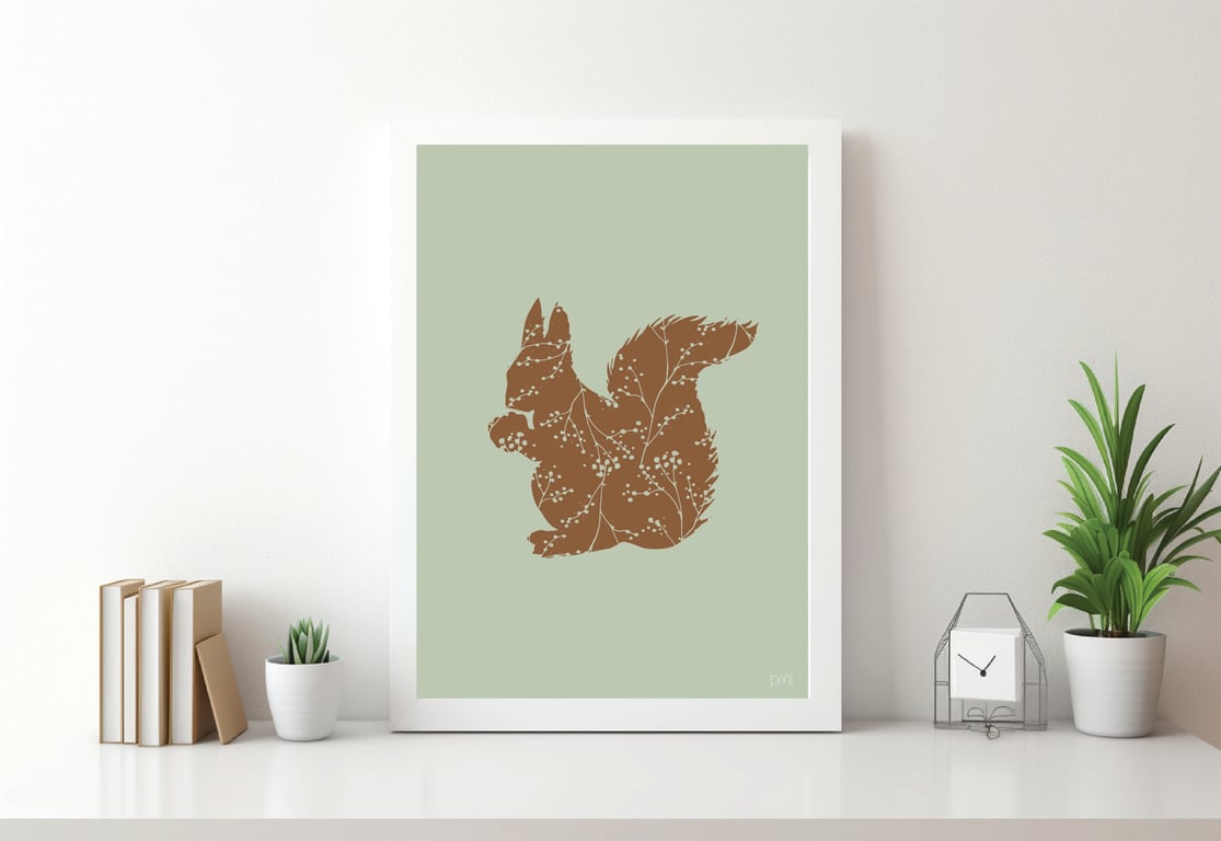 Woodland Squirrel A4 Art Print 