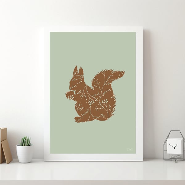 Woodland Squirrel A4 Art Print 