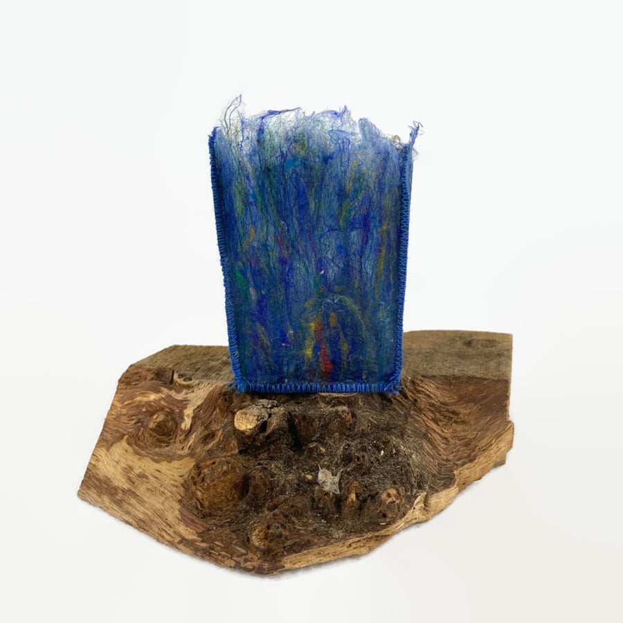 Silk paper tea light holder, small flower vase, blue