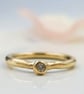 9ct Gold Granule Ring - Salt & Pepper Natural Diamond, Rustic Stacking Band