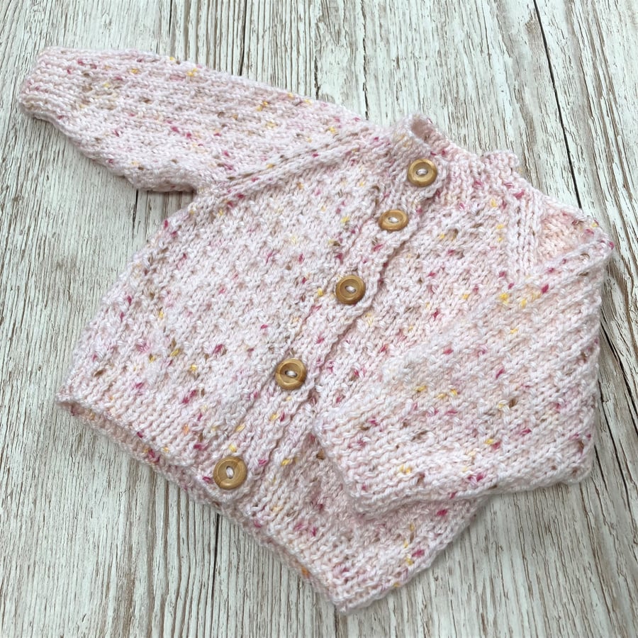 Hand knitted Newborn baby cardigan to fit 0 -3 months