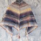 Boho Crochet Shawl with Tassels - Triangle Wrap in Supersoft Ombre Yarn