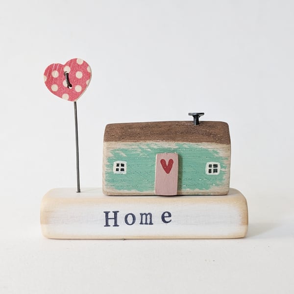 Little Wooden Painted House and Base in a Bag