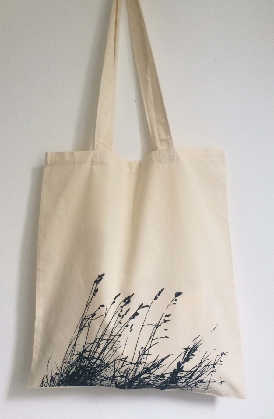Wild Grasses natural cotton tote bag hand printed screen print 