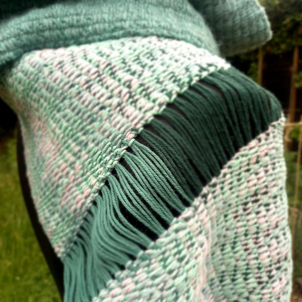 NOW HALF PRICE! Shades of Green Handwoven Shawl