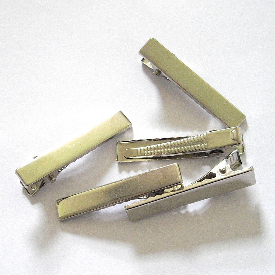 5 x Silver Plated Alligator Hair Clip Findings
