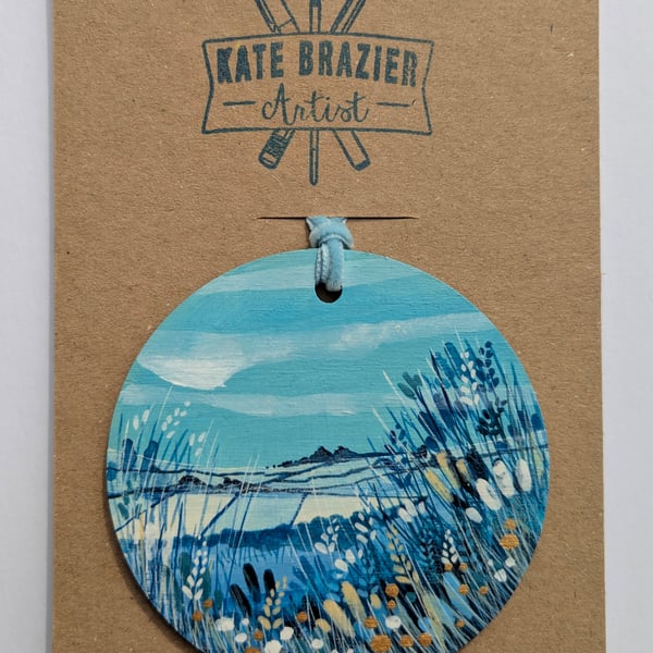 Unique Hand Painted Wooden Decorations. EVENING BLUE