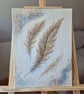 Textured abstract Feather painting,  Gold acrylic canvas art, 12x16 inch - Image 2