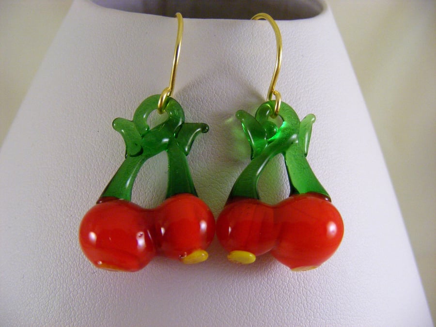 Lampwork Cherry Earrings