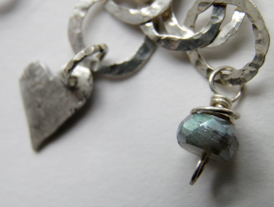 Sterling Silver Bracelet, Pearls Labradorite Rainbow Moonstone 