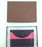 Leather Cardholder Handstitched Navy and Hot Pink three slot - Image 6