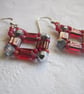 Red Tila Bead, Beadwork Earrings - Image 2