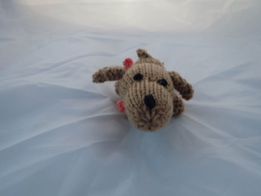 Hand Knitted Mini Spaniel Toy Dog - Collectable Doll - Small World Play