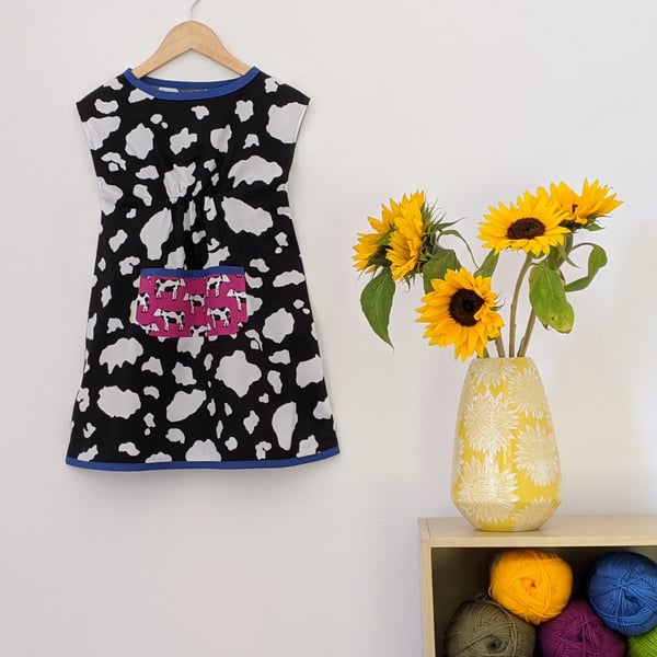 Cow Print Smock Dress -  Age 4