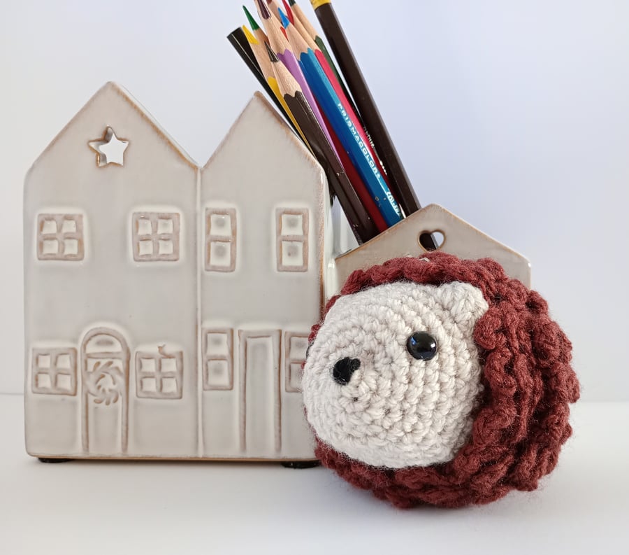 Hedgehog crochet amigurumi bag charm