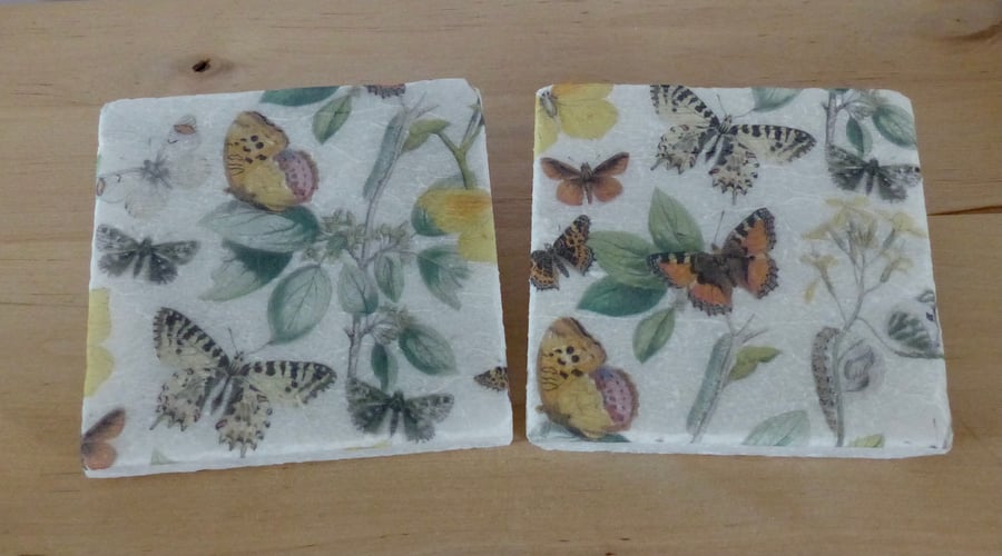 Marble 'Vintage Butterfly' Coasters