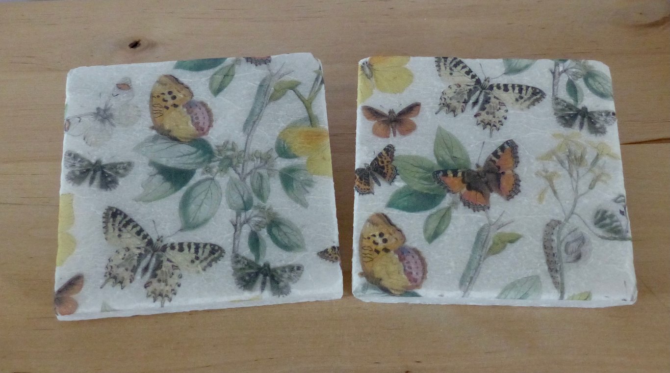 Marble 'Vintage Butterfly' Coasters
