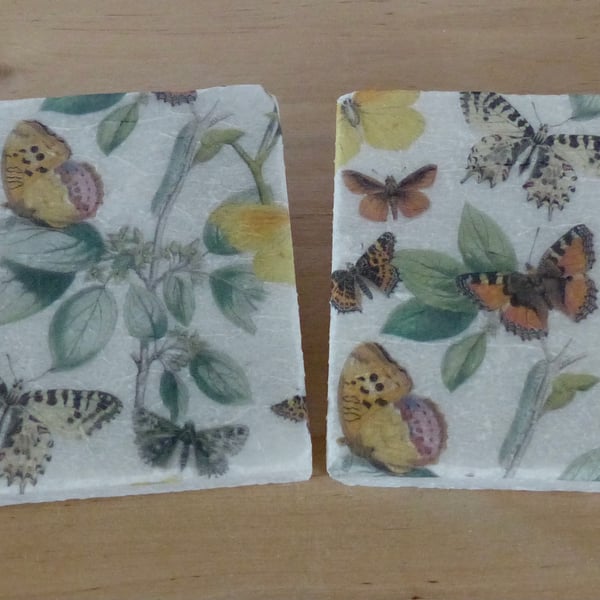 Marble 'Vintage Butterfly' Coasters
