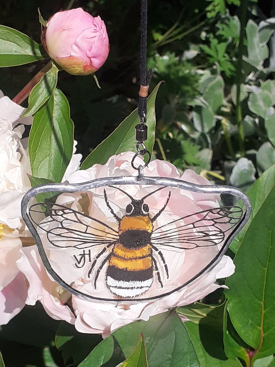 Stained Glass Bumblebee spinning suncatcher 