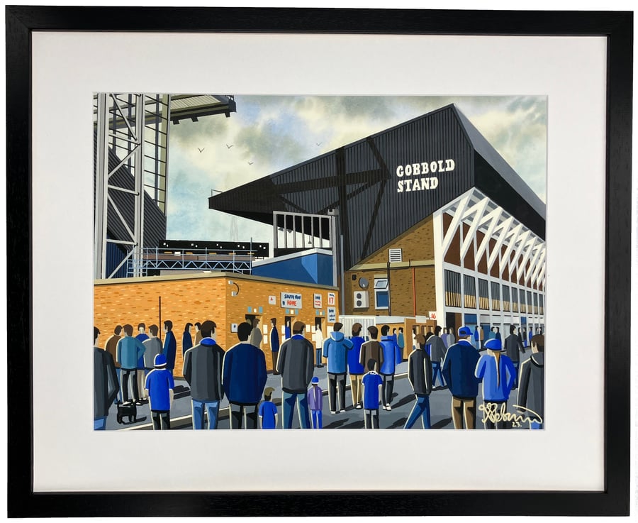 Ipswich Town F.C, Portman Road, Framed Football Art Print. 14" x 11" Frame Size