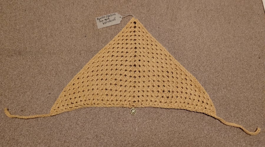 Crocheted kerchief bandana Helios Apollo theme