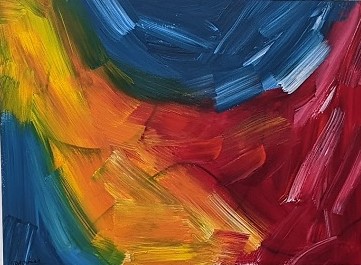'Spirited' Original Abstract Acrylic Painting in Deep Rainbow Colours