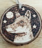 Four pyrography British wildlife wood slice hanging decorations - Image 3