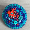 Embroidered Blue Heart Brooch 