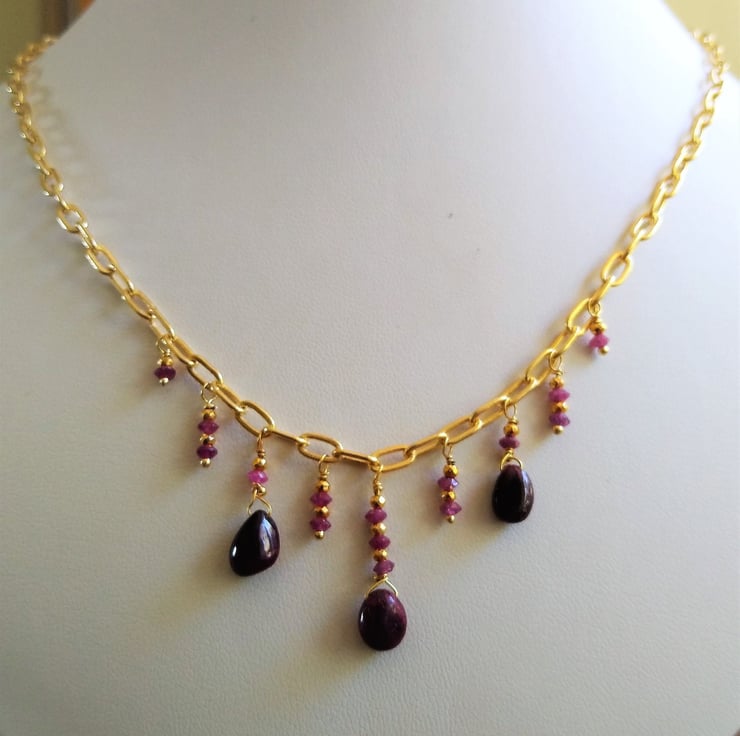 Ruby drop gold cheap necklace designs