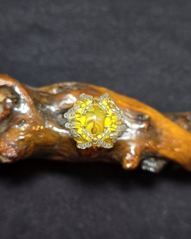 Yellow Glass Adjustable Ring