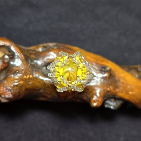 Yellow Glass Adjustable Ring