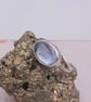Handmade Silver Bezel Ring with Oval Synthetic Aqua Spinel : Size J - Image 8