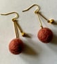 Merino Wool ball earrings with filigree bead. - Image 2