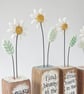Clay Daisy Flower in a Printed Wood Block 'Enjoy the Little Things' - Image 4