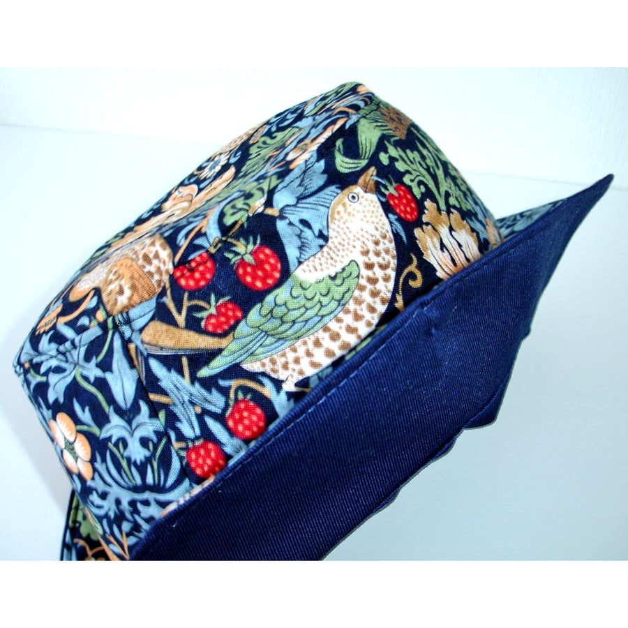 William Morris The Strawberry Thief Sun Hat Reversible Summer Bucket Hat