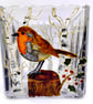Hand painted candle holder, Robin