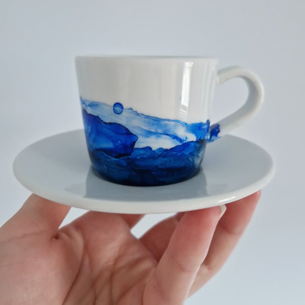 Hand-painted marbled espresso cup - pretty personalised cup - alcohol ink art mu