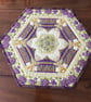 Summer Palace kaleidoscopic quilted table topper plum purple gold - Image 2
