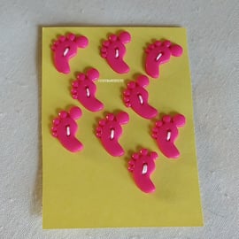 CERISE FEET SHAPED BUTTONS